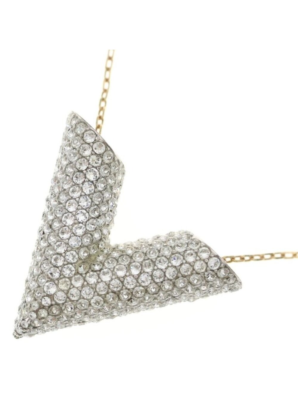 Louis Vuitton Essential V Strass Necklace Rhinestone Silver Gold